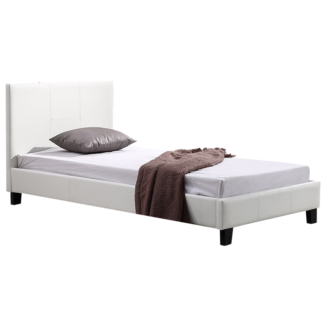 PU Leather Bed Frame – SINGLE, White