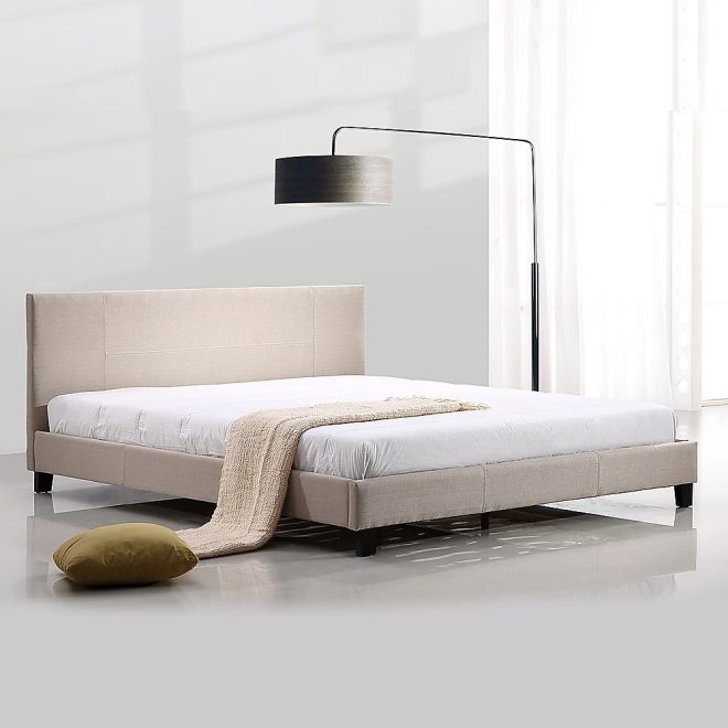 Linen Fabric Bed Frame – KING, Beige