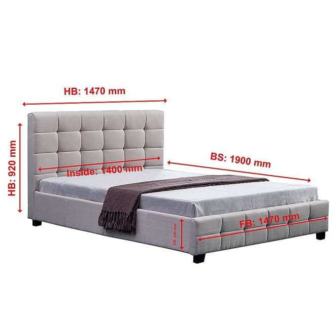 Linen Fabric Deluxe Bed Frame – DOUBLE, Beige