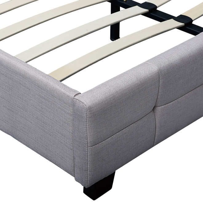 Linen Fabric Deluxe Bed Frame – QUEEN, Beige