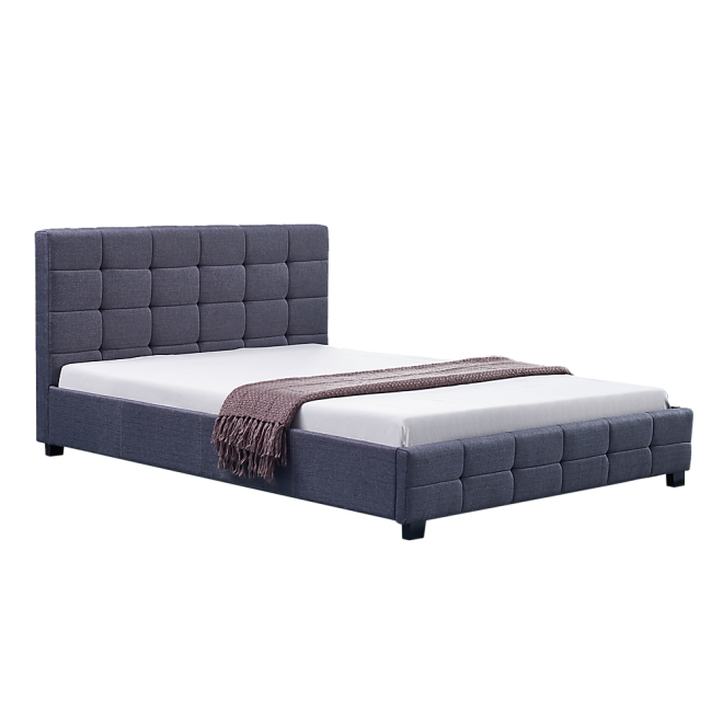 Linen Fabric Deluxe Bed Frame – QUEEN, Grey