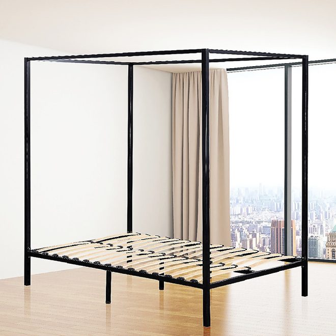 4 Four Poster Bed Frame – QUEEN, Black