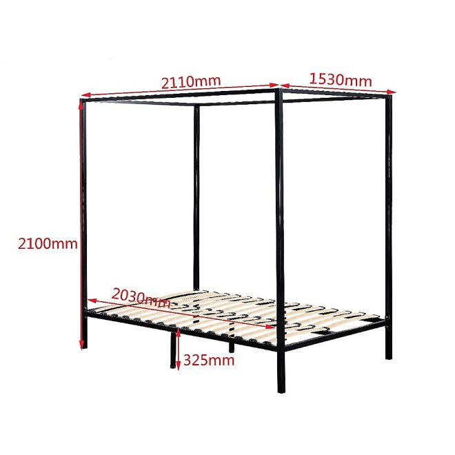 4 Four Poster Bed Frame – QUEEN, Black