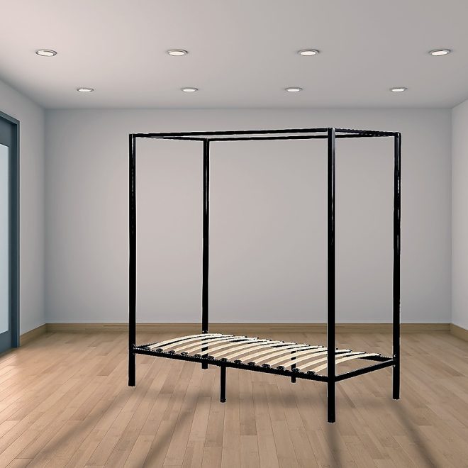 4 Four Poster Bed Frame – SINGLE, Black