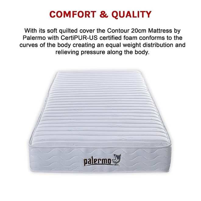 Contour 20cm Encased Coil Mattress CertiPUR-US Certified Foam – KING SINGLE