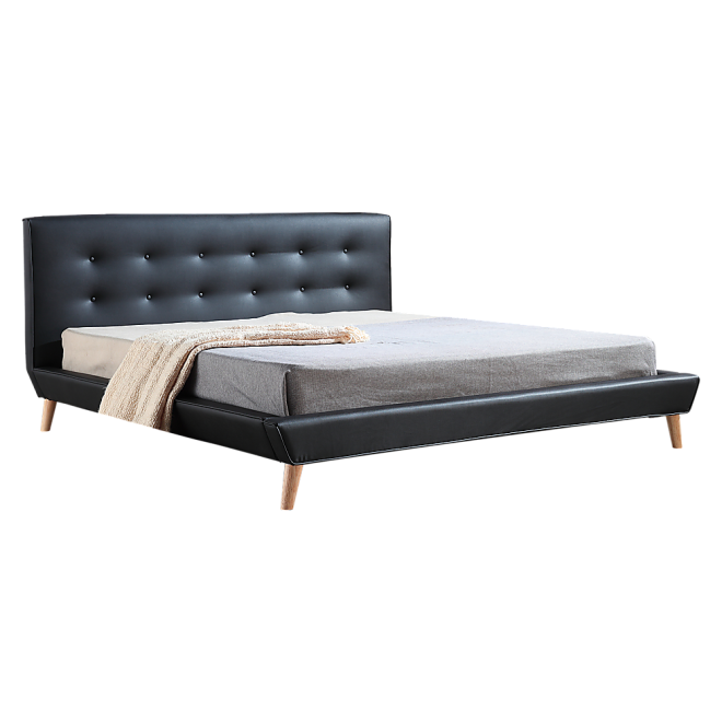 PU Leather Deluxe Bed Frame – KING, Black