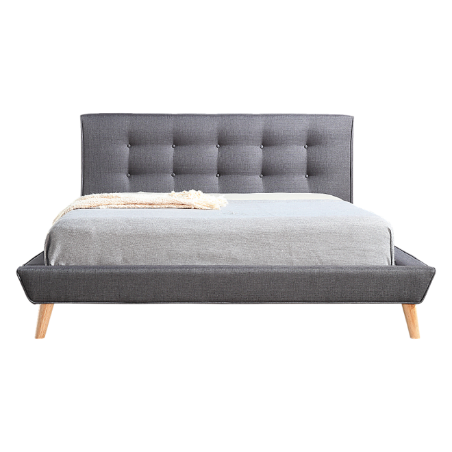 Linen Fabric Deluxe Bed Frame Grey – DOUBLE