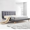 Linen Fabric Deluxe Bed Frame Grey – QUEEN