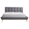 Linen Fabric Deluxe Bed Frame Grey – QUEEN