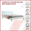 PU Leather Deluxe Bed Frame – QUEEN, White