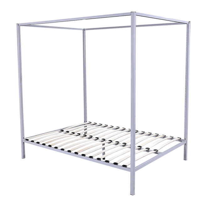 4 Four Poster Bed Frame – QUEEN, Cream