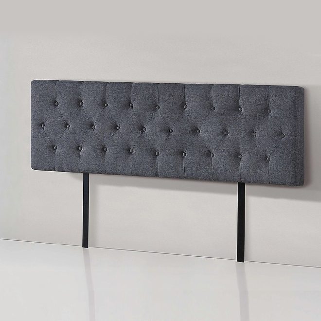 Linen Fabric Bed Deluxe Headboard Bedhead – KING, Grey
