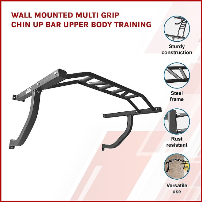 Wall Mounted Multi Grip Chin Up Bar Upper Body Training