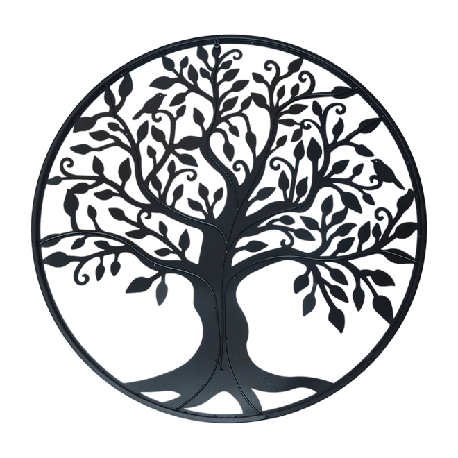 Black Tree of Life Wall Art Hanging Metal Iron Sculpture Garden – 99 cm