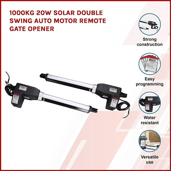 1000KG Solar Double Swing Auto Motor Remote Gate Opener – 20W