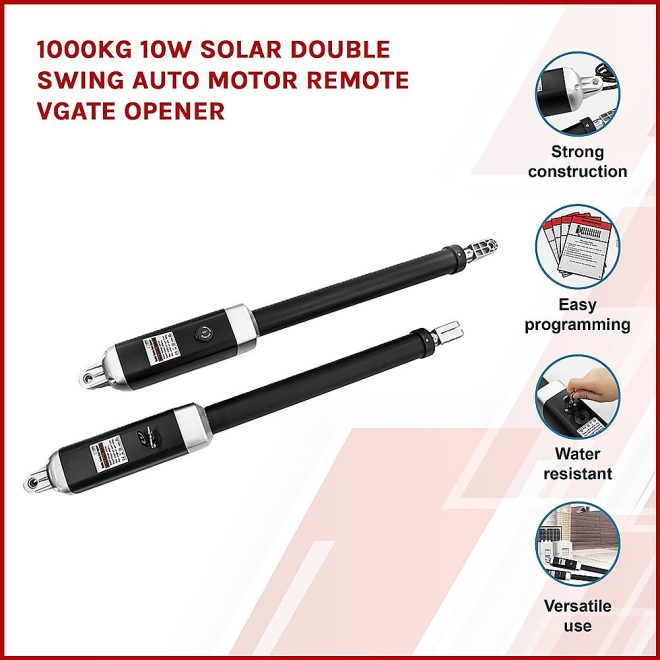 1000KG Solar Double Swing Auto Motor Remote Gate Opener – 10 W