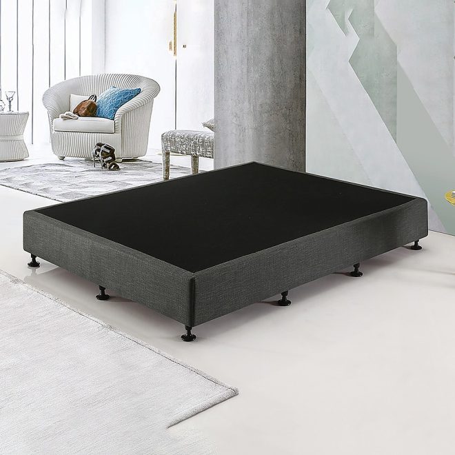 Palermo Ensemble Bed Base Linen Fabric – QUEEN, Platinum Graphite