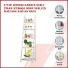 5 Tier Wooden Ladder Shelf Stand Storage Book Shelves Shelving Display Rack – White