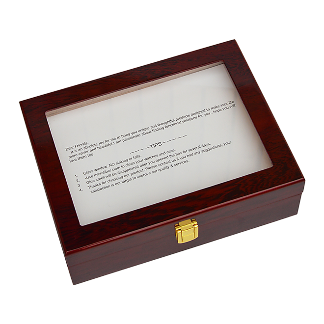 10 Grids Wooden Watch Case Glass Jewellery Storage Holder Box Wood Display