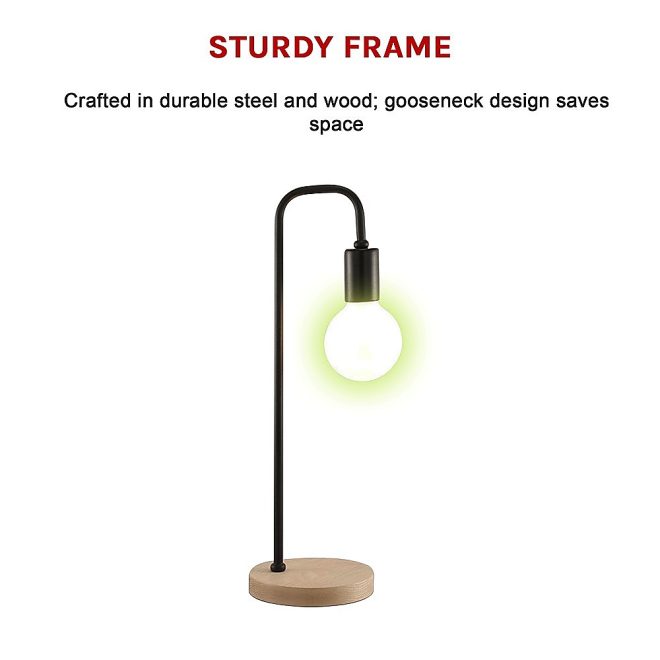 Modern Table lamp Desk Light Timber Base Bedside Bedroom – Black