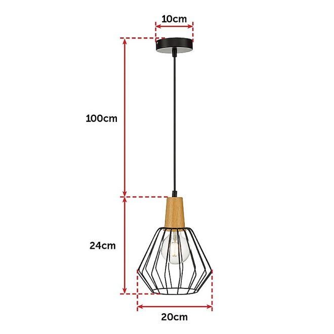 Wood Pendant Light Bar Lamp Kitchen Modern Ceiling Lighting – Black