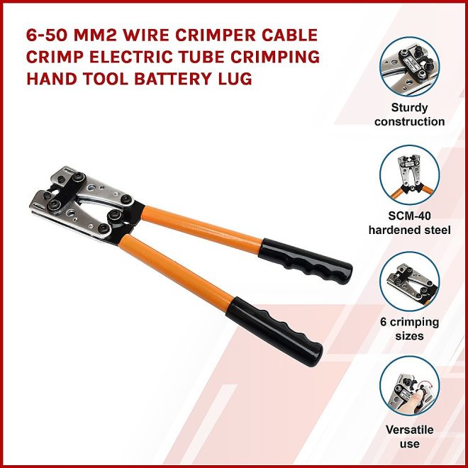 6-50 mm2 Wire Crimper Cable Crimp Electric Tube Crimping Hand Tool Battery Lug