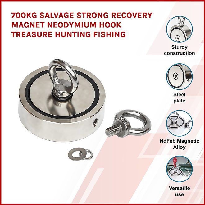 Salvage Strong Recovery Magnet Neodymium Hook Treasure Hunting Fishing – 700 KG