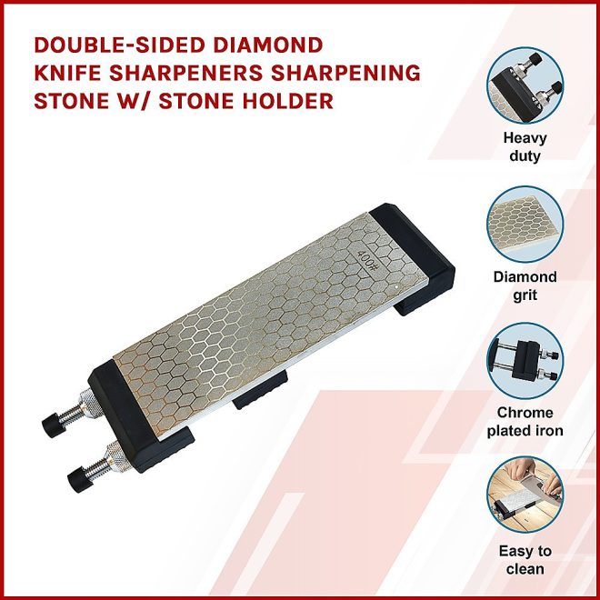 Double-Sided Diamond Knife Sharpeners Sharpening Stone W/ Stone Holder