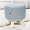 Fabric Ottoman Foot Stool Rest Pouffe Footstool Wood Storage Padded Seat – Grey