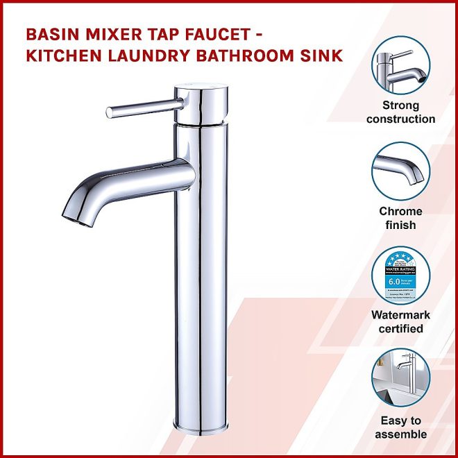 Basin Mixer Tap Faucet -Kitchen Laundry Bathroom Sink, – Chrome