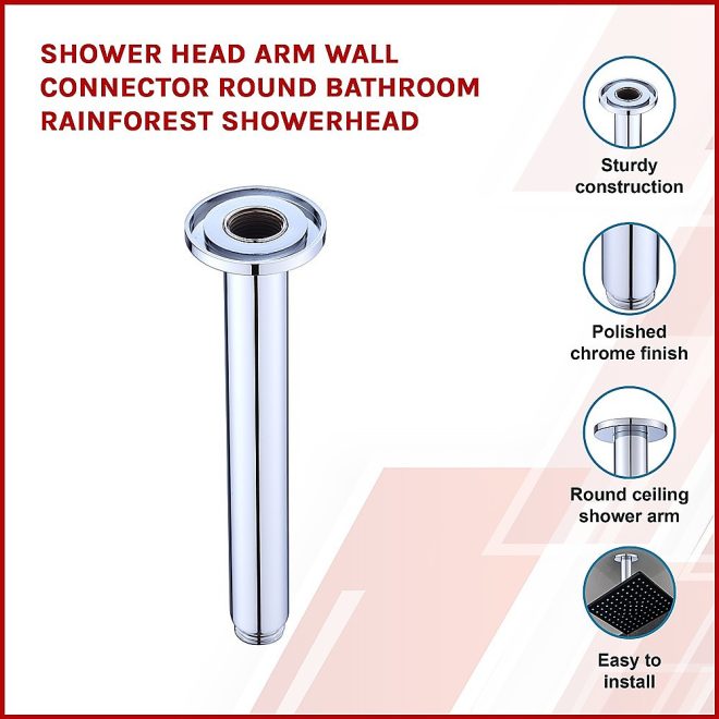 Shower Head Arm Wall Connector Bathroom Rainforest ShowerHead – Round