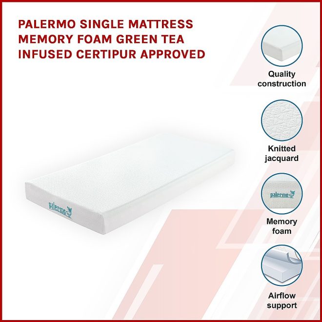 Palermo Mattress Memory Foam Green Tea Infused CertiPUR Approved – SINGLE