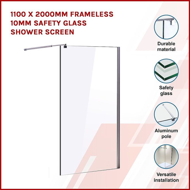 Frameless 10mm Safety Glass Shower Screen