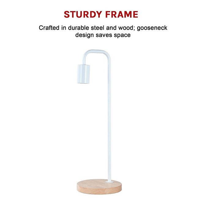 Modern Table lamp Desk Light Timber Base Bedside Bedroom – White