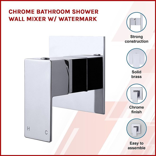 Bathroom Shower Wall Mixer w/ WaterMark – Chrome