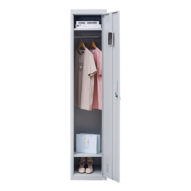 One-Door Office Gym Shed Clothing Locker Cabinet – Grey, 3-Digit Combination Lock