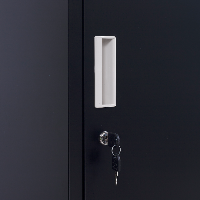 One-Door Office Gym Shed Clothing Locker Cabinet – Black, Standard Lock