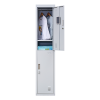 2-Door Vertical Locker for Office Gym Shed School Home Storage – Grey, Padlock operated