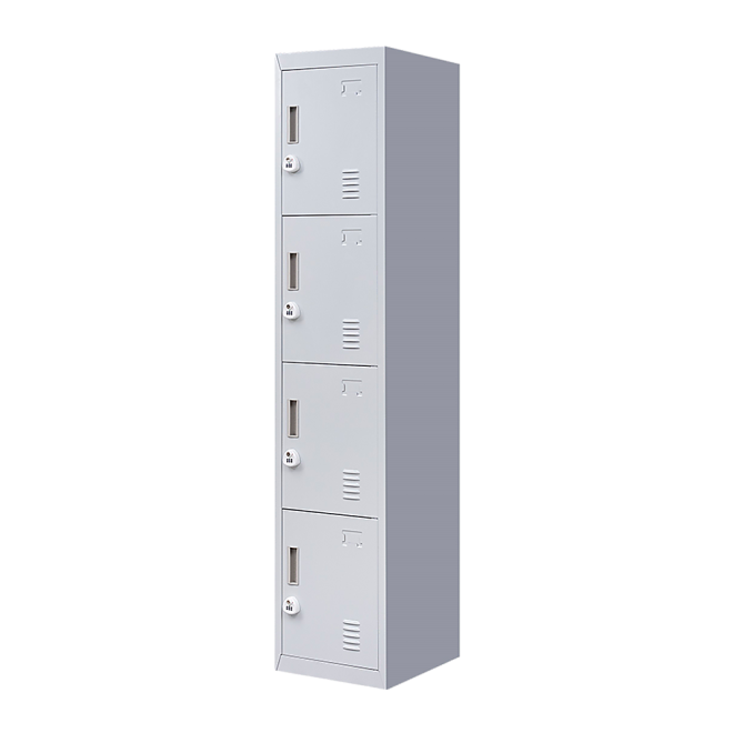 4 Door Locker for Office Gym – Grey, 3-Digit Combination Lock