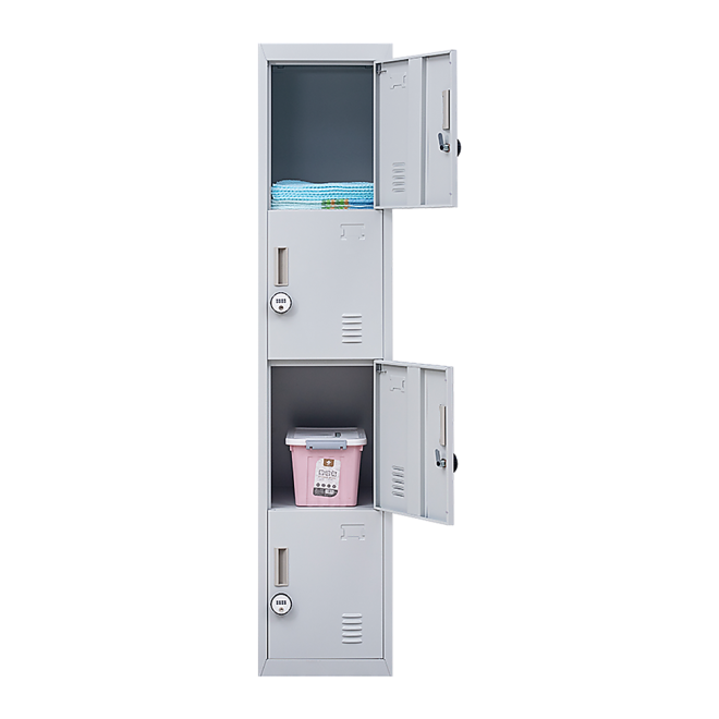 4 Door Locker for Office Gym – Grey, 4-Digit Combination Lock