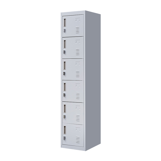 6-Door Locker for Office Gym Shed School Home Storage – Grey, Padlock operated