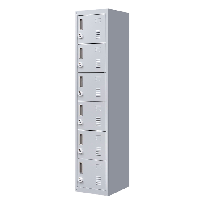 6-Door Locker for Office Gym Shed School Home Storage – Grey, 3-Digit Combination Lock