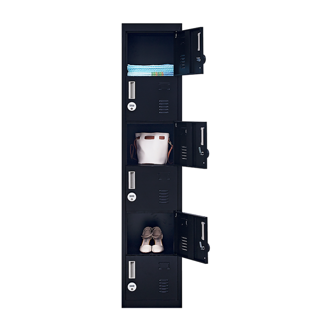 6-Door Locker for Office Gym Shed School Home Storage – Black, 4-Digit Combination Lock