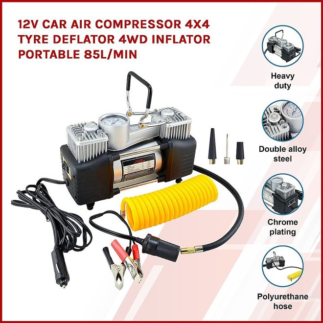 12V Car Air Compressor 4×4 Tyre Deflator 4wd Inflator Portable 85L/min