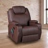 Massage Sofa Chair Recliner 360 Degree Swivel PU Leather Lounge 8 Point Heated – Brown