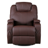 Massage Sofa Chair Recliner 360 Degree Swivel PU Leather Lounge 8 Point Heated – Brown