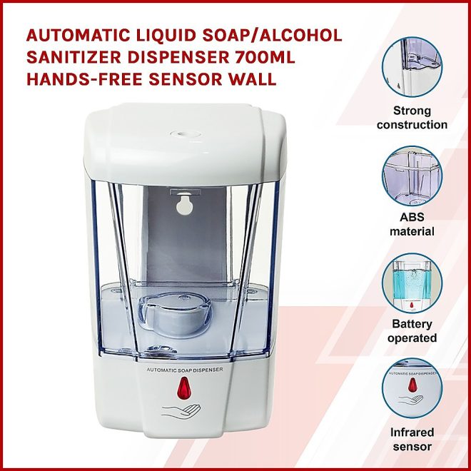 Automatic Liquid Soap/Alcohol Sanitizer Dispenser 700ML Hands-Free Sensor Wall