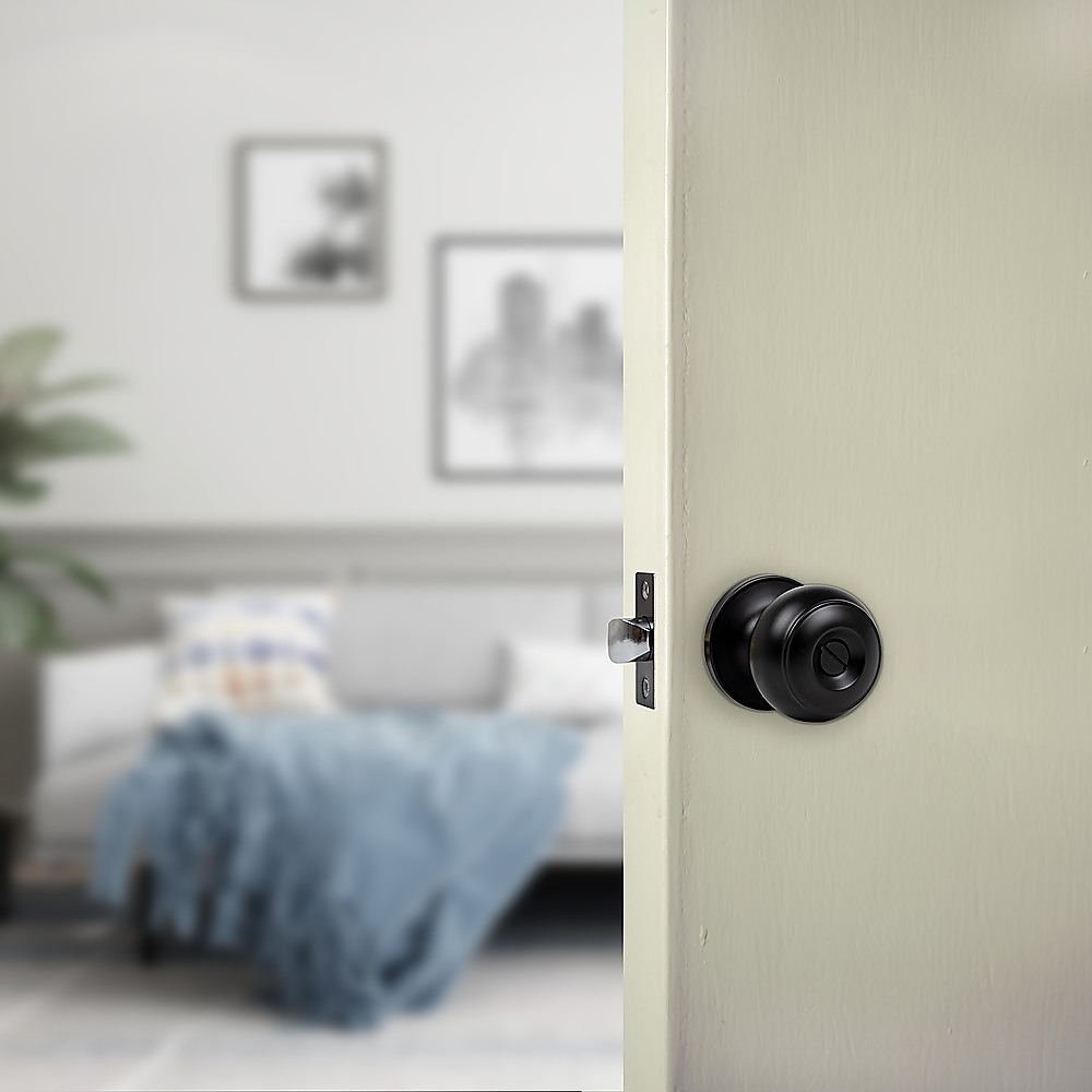 Door Handle Set Round Black – Privacy Function
