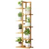 6 Tiers Vertical Bamboo Plant Stand Staged Flower Shelf Rack Outdoor Garden, – Wooden