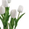 Flowering Artificial Tulip Plant Arrangement With Ceramic Bowl 35cm – White